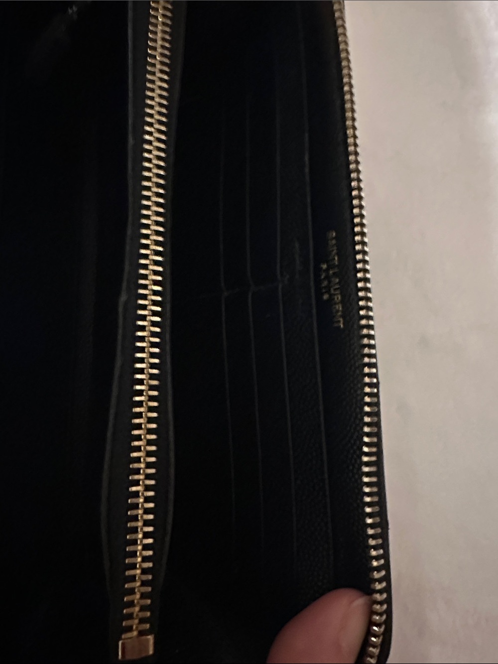 Saint Laurent Black Chevron Quilted Zip-Around Wallet with Gold YSL - Picture 6 of 13
